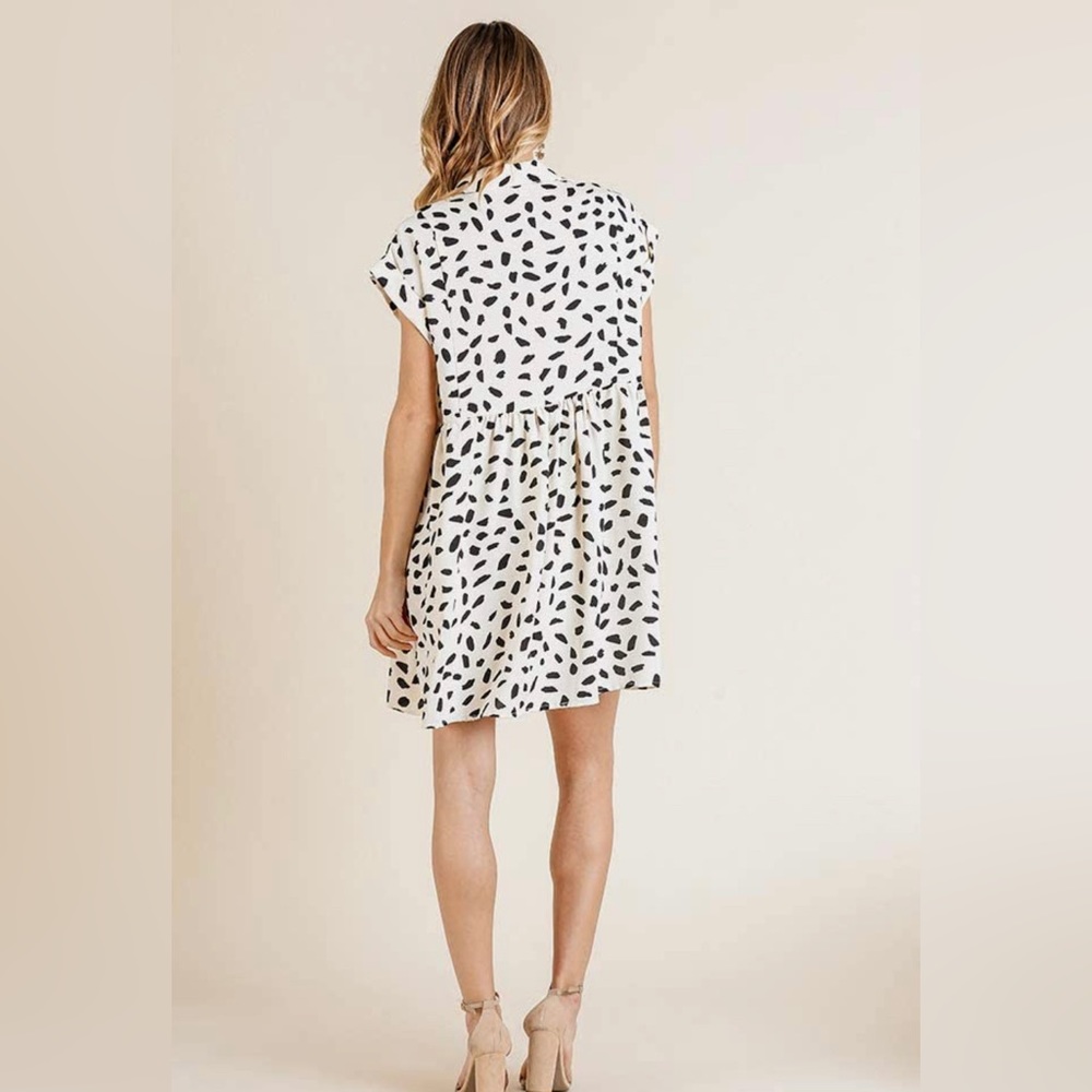 Umgee Animal Print Babydoll Mini Dress Size Medium - Picture 3 of 15